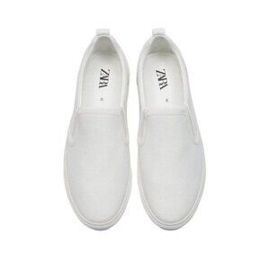 ZARA EMBOSSED LACELESS SNEAKERS SS22 WHITE | 2214/920
